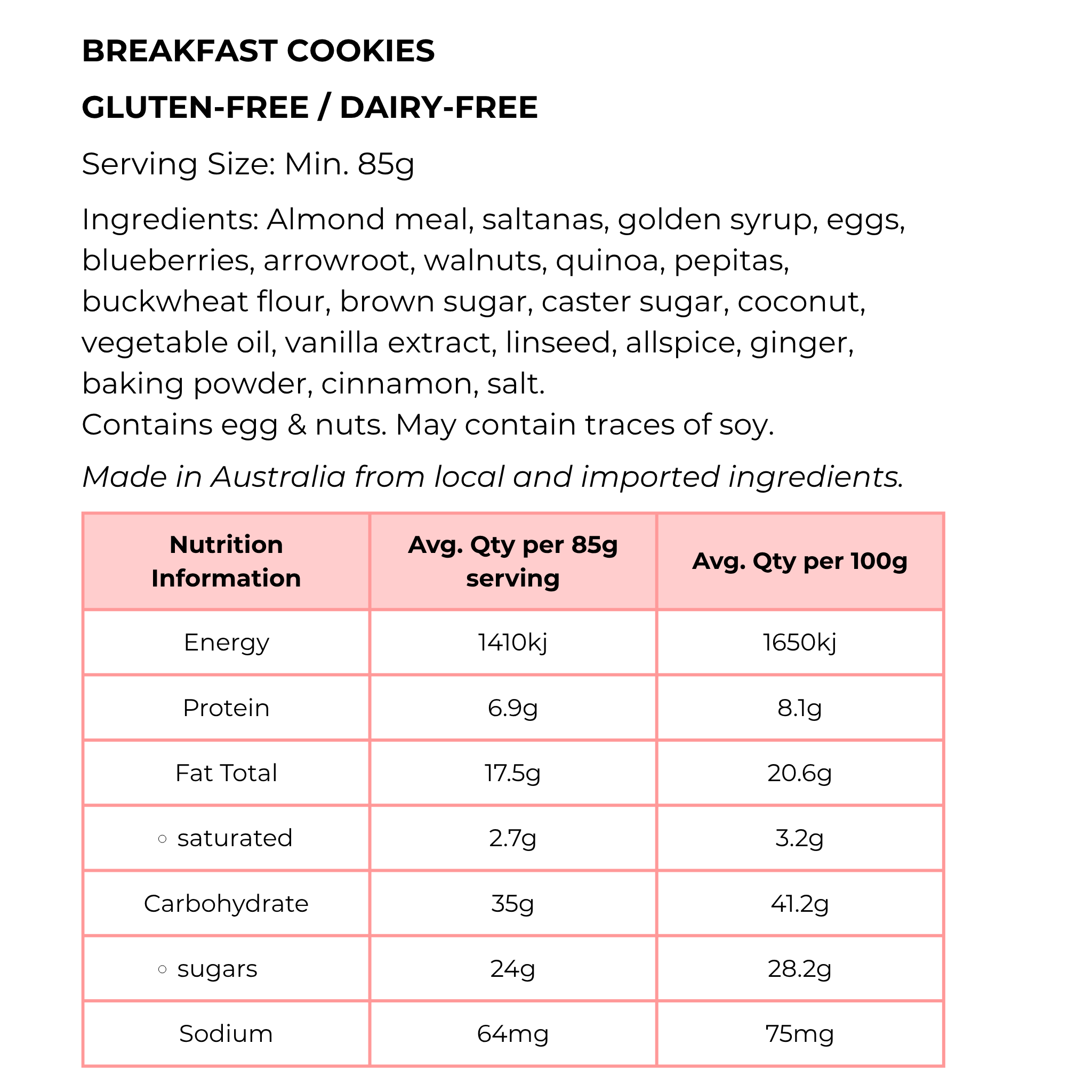 Breakfast Cookies  GF, DF