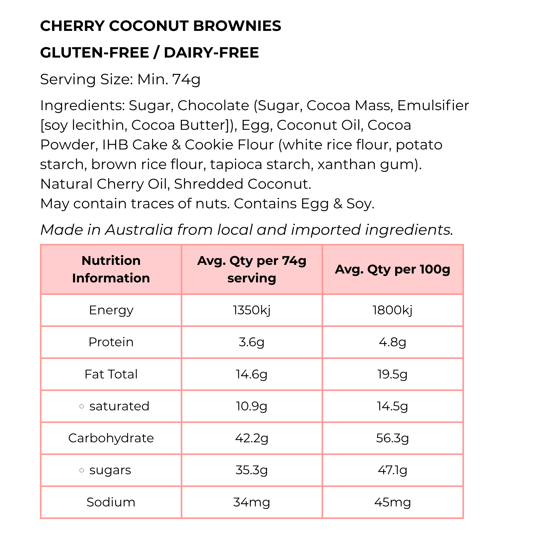 Cherry Coconut Brownies GF/DF
