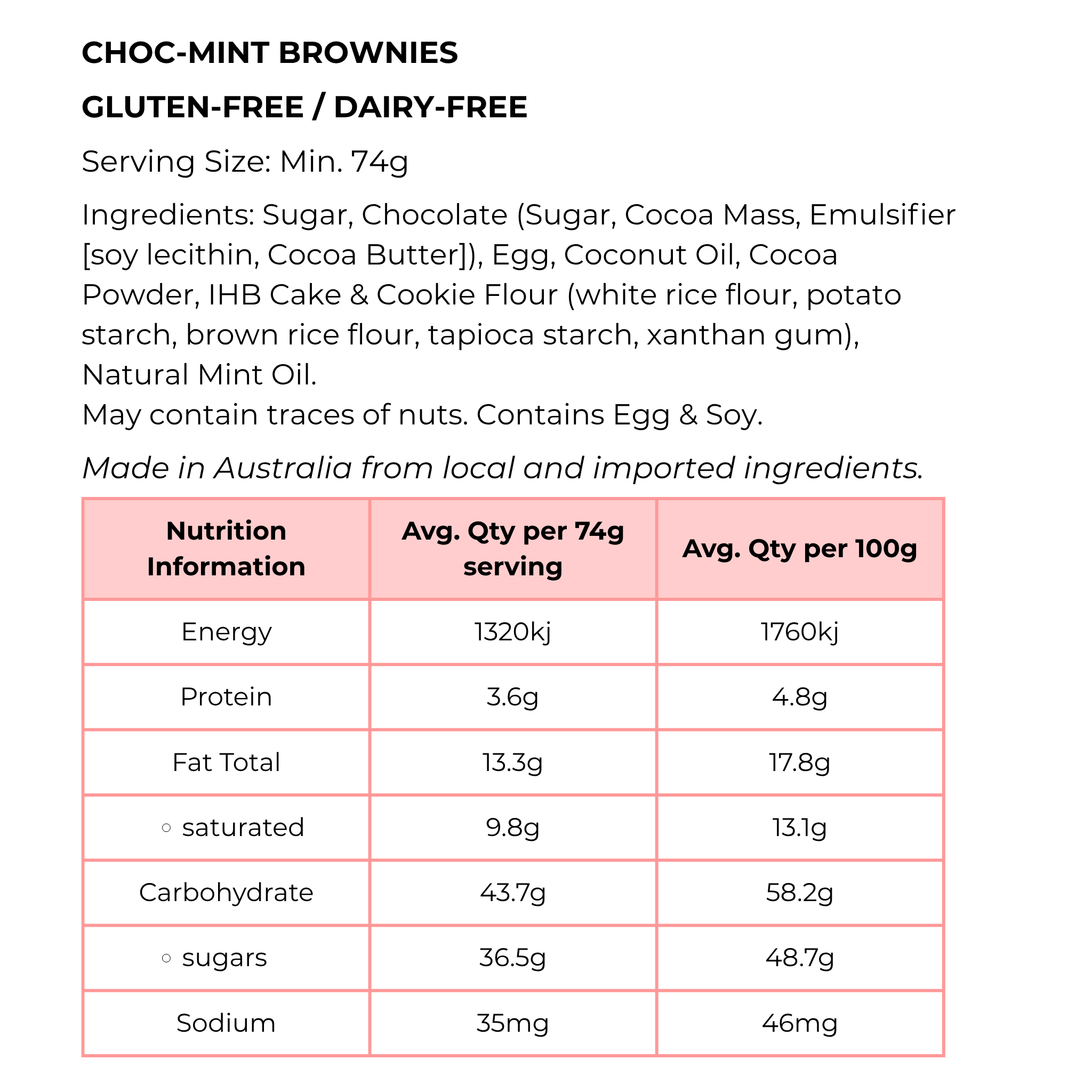 Choc Mint Brownies GF/DF