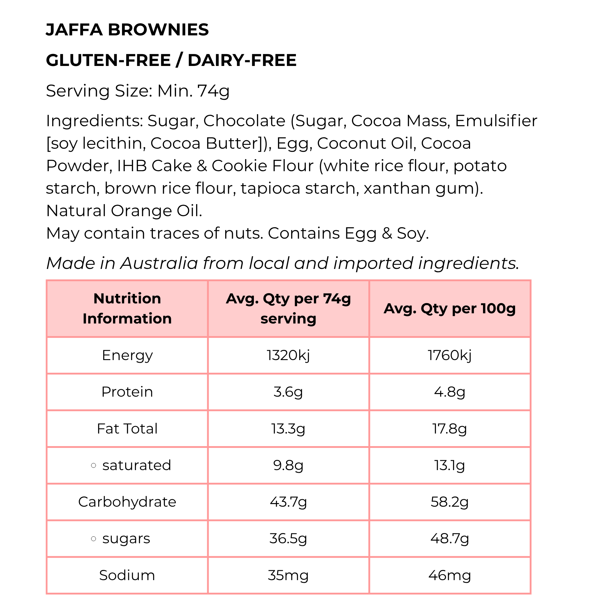 Jaffa (Orange) Brownies GF/DF