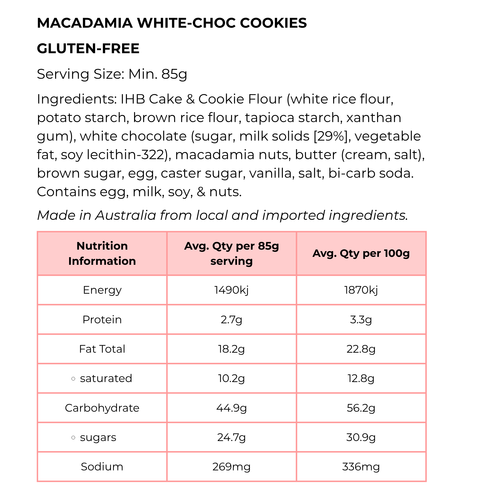 Maca White Choc Cookies GF