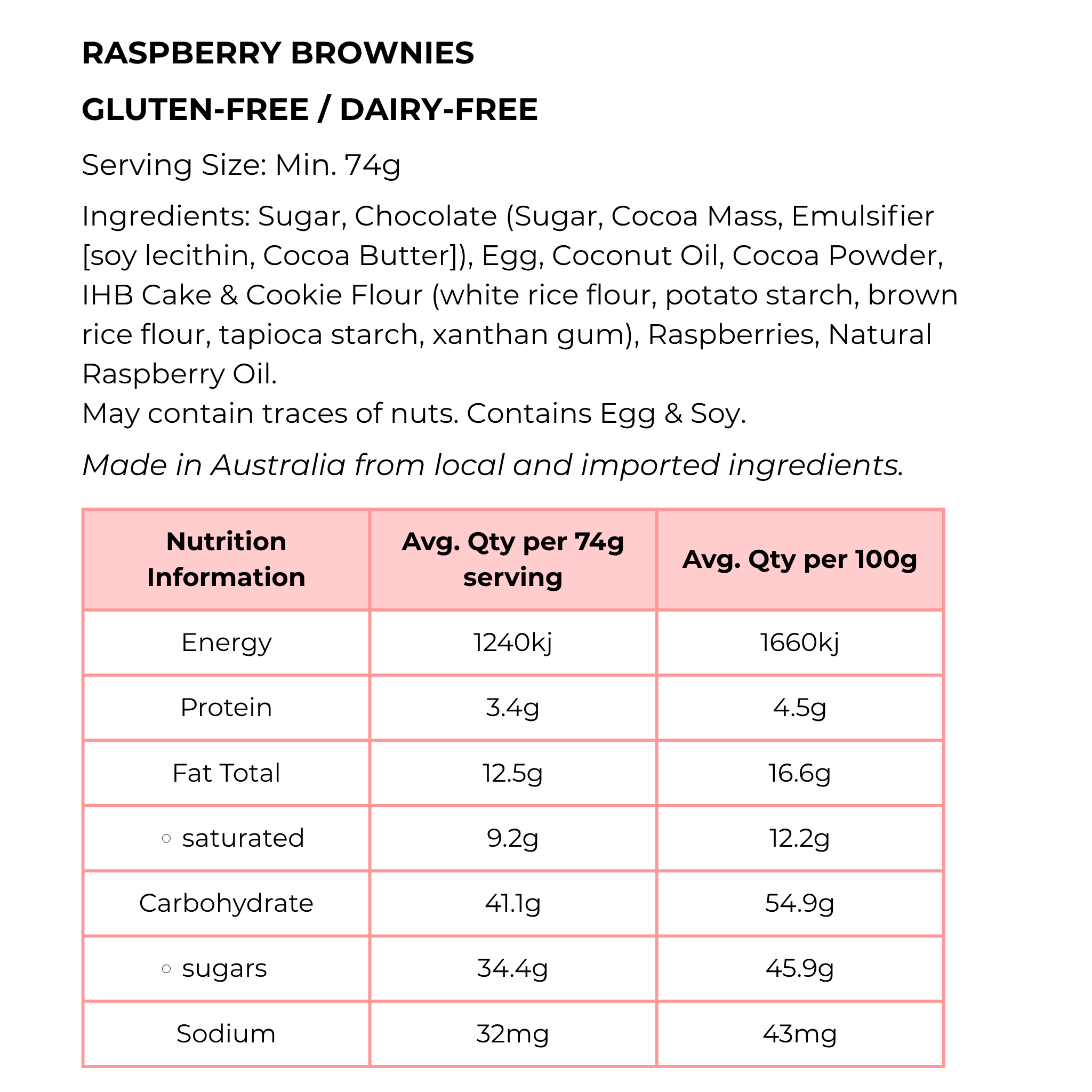Raspberry Brownies GF/DF