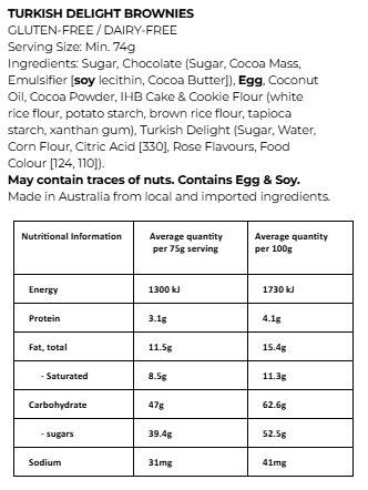 Turkish Delight Brownies GF/DF
