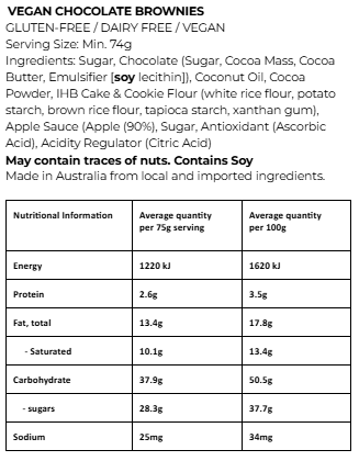Individually Boxed Brownies - Vegan Chocolate GF/DF/V