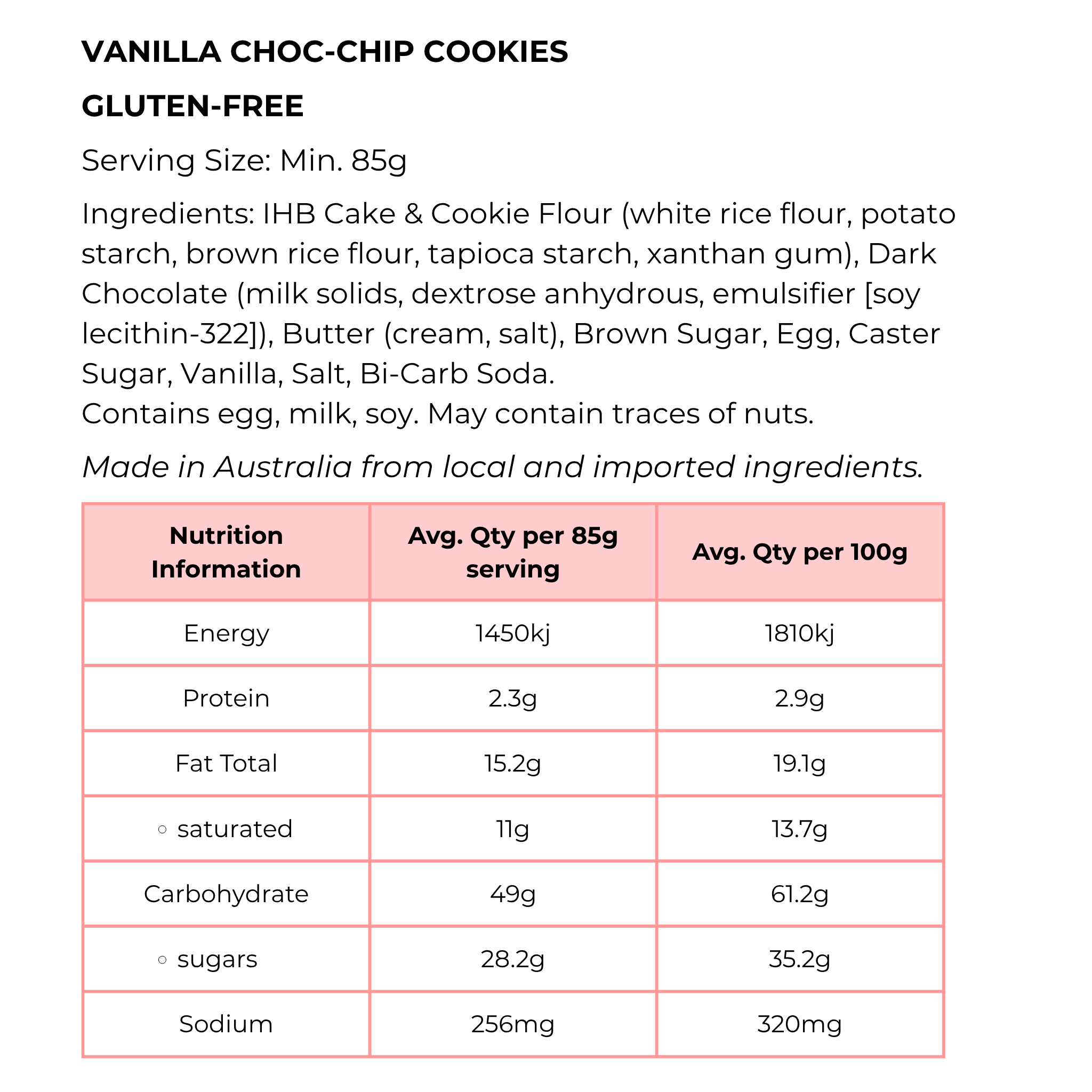 Vanilla Choc-Chip Cookies GF