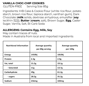 Vanilla Choc-Chip Cookies GF