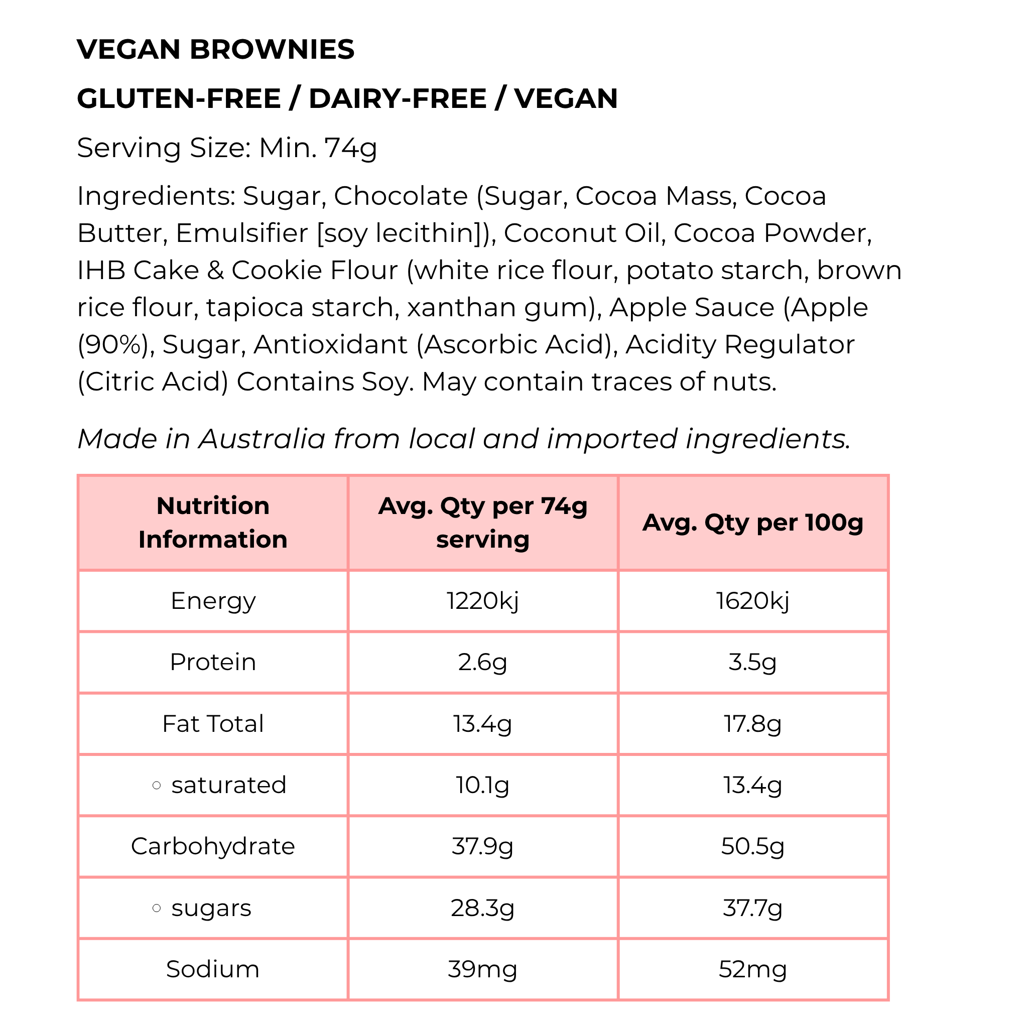 Vegan Chocolate Brownies GF/DF/V